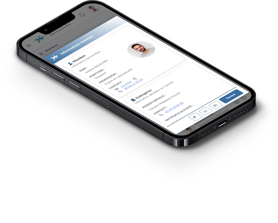 L'écran Annuaire de MyBusinessClub