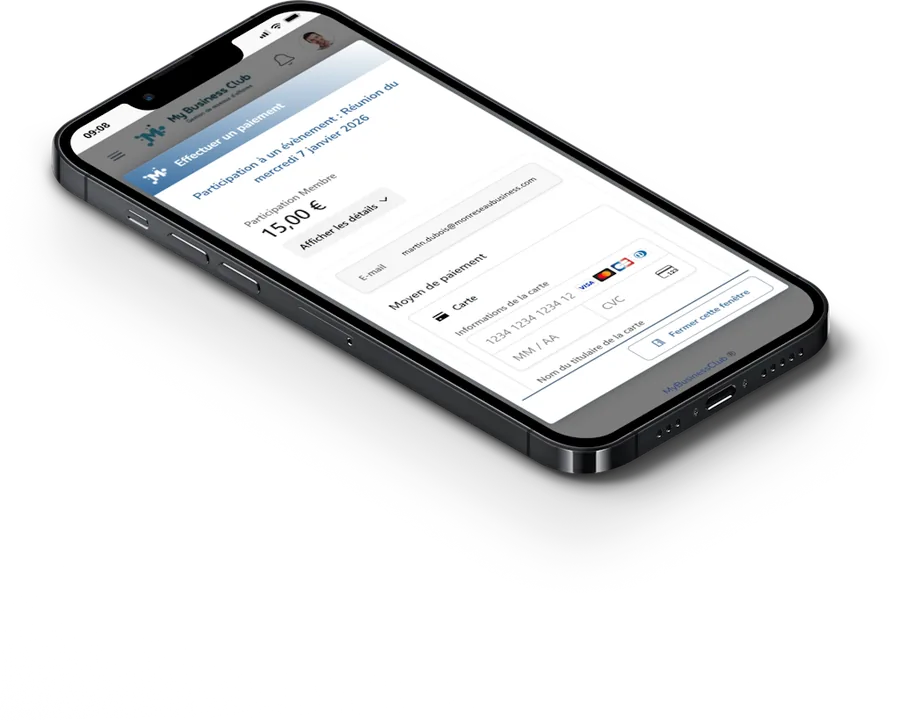 L'écran Paiements de MyBusinessClub